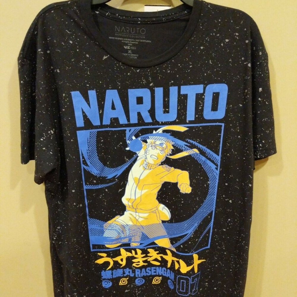 Naruto Shippuden Collection Naruto Square Black Splatter Men's T-shirt